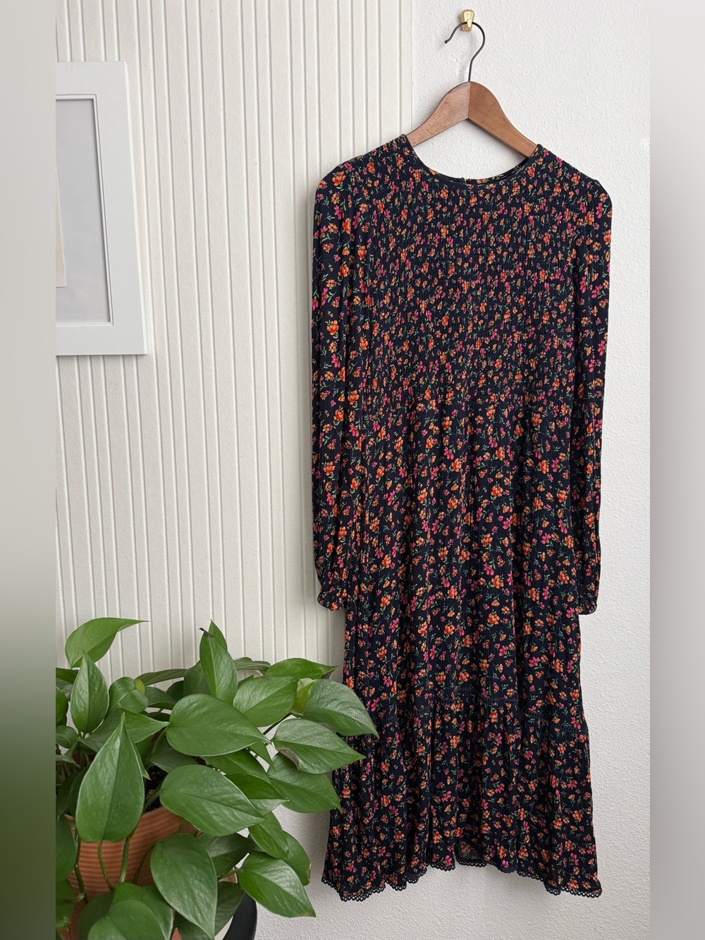 Anthropologie Lost + Wander Bloomcore Floral Long Sleeve Midi Dress